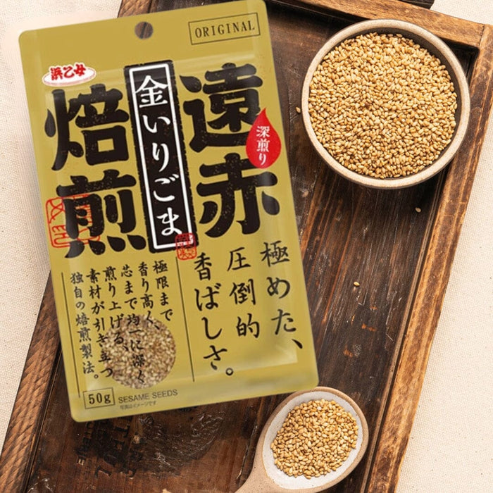 Hamaotome Enseki Baisen Kin Iri Goma Japan Roasted Gold Sesame Seeds 50g Resealable PackEn Honeydaes - Japan Foods Grocery Online 
