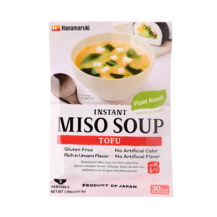 Hanamaruki Japan Instant Miso Soup Tofu 3 Servings 54.9g Pack japanmart.sg 