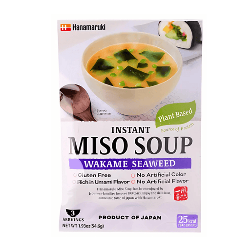 Hanamaruki Japan Instant Miso Soup Wakame Seaweed 3 Servings 54.6g Pack japanmart.sg 