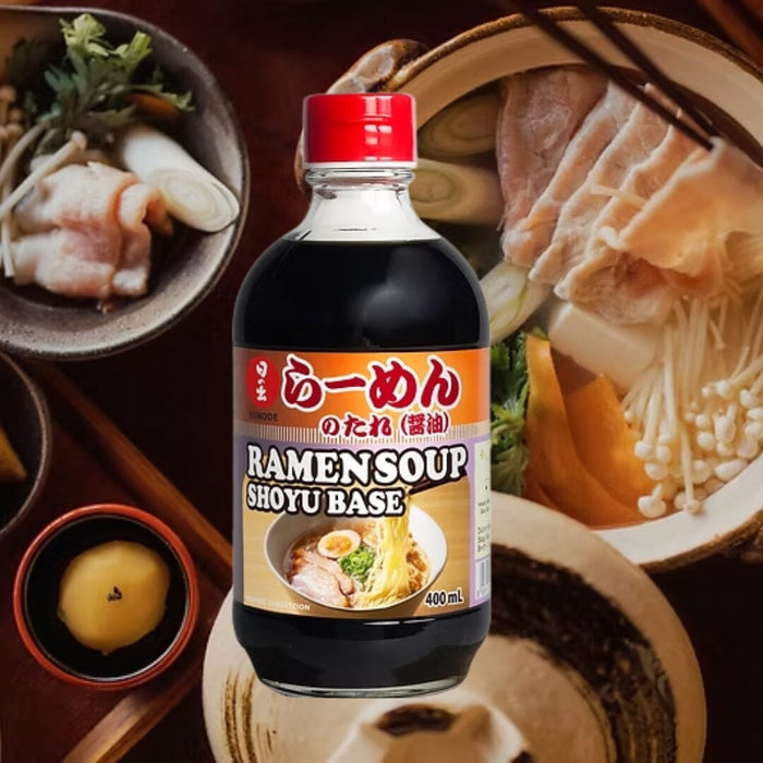 Hinode Shoyu Ramen Soup Base 400ml Glass Bottle Honeydaes - Japan Foods Grocery Online 