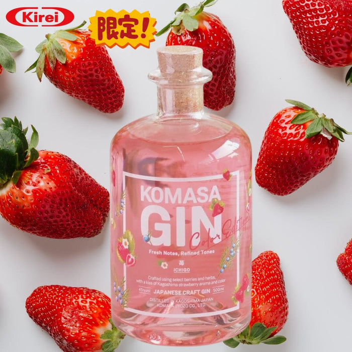 KOMASA GIN Japanese Craft Gin Ichigo Strawberry 500ML 45% Honeydaes - Japan Foods Grocery Online 