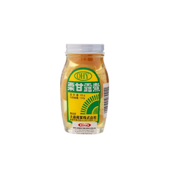 Kuri Kanori Japan Boiled Skinless Chestnuts in Syrup 130g Glass Bottle Honeydaes - Japan Foods Grocery Online 