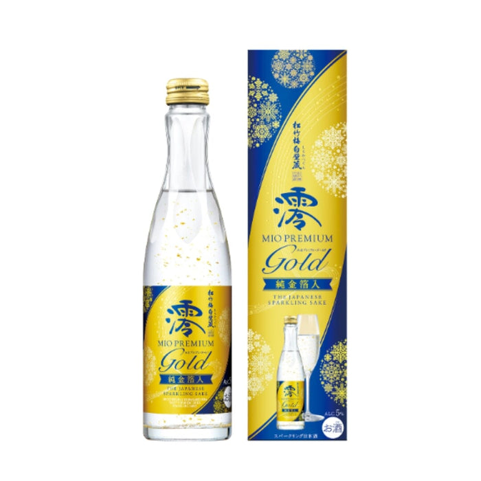 Mio Sparkling Sake Premium Gold Flakes Edition 300ml 5% Glass Bottle Honeydaes - Japan Foods Grocery Online 