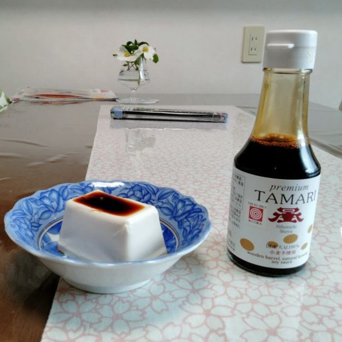 Nihonichi Premium Wooden Barrel Tamari Japan Soy Sauce 150ml Glass Bottle Honeydaes - Japan Foods Grocery Online 