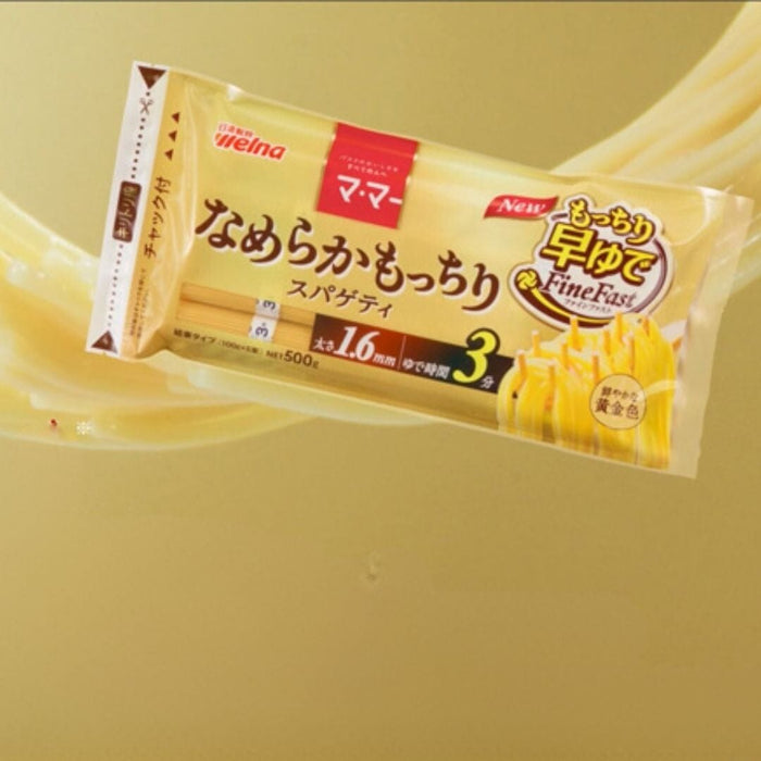 Nissin Mama Nameraka Mochiri Japan Pasta Spaghetti 1.6mm 500g Resealable Pack Honeydaes - Japan Foods Grocery Online 