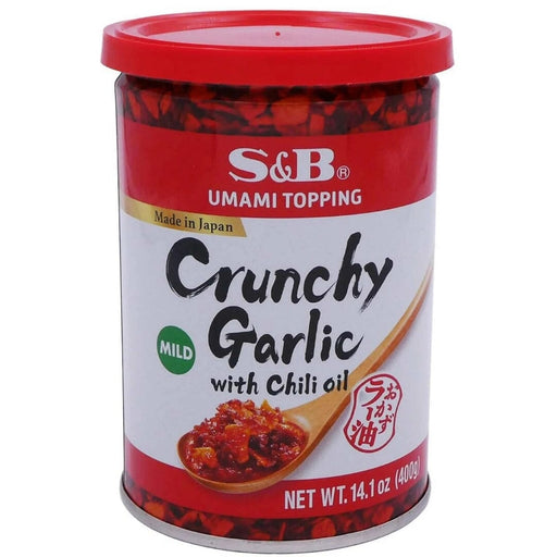 S&B Umami Topping Crunchy Garlic With Chili Oil 400g Tin Family Size Type Honeydaes - Japan Foods Grocery Online 