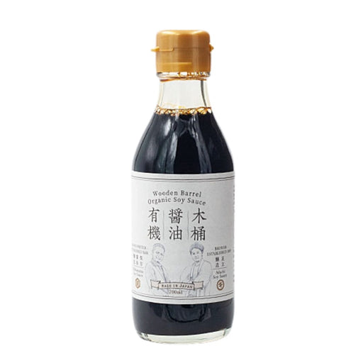 Shibanuma Wooden Barrel Japan Organic Soy Sauce 200ml Glass Bottle Honeydaes - Japan Foods Grocery Online 