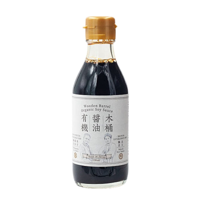 Shibanuma Wooden Barrel Japan Organic Soy Sauce 200ml Glass Bottle Honeydaes - Japan Foods Grocery Online 