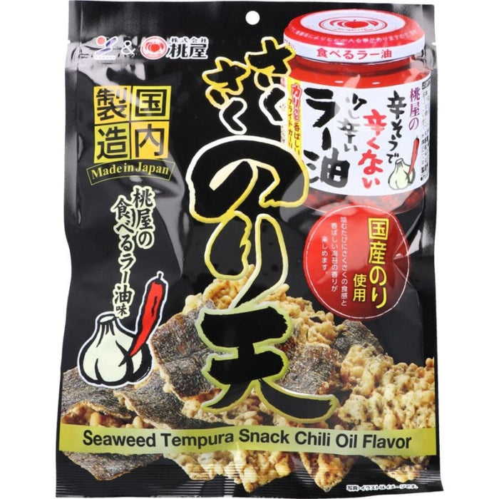 Yamaei Saku Japanese Seaweed Tempura Snack - Momoya Taberu Rayu Flavor 65g Resealable Package Honeydaes - Japan Foods Grocery Online 