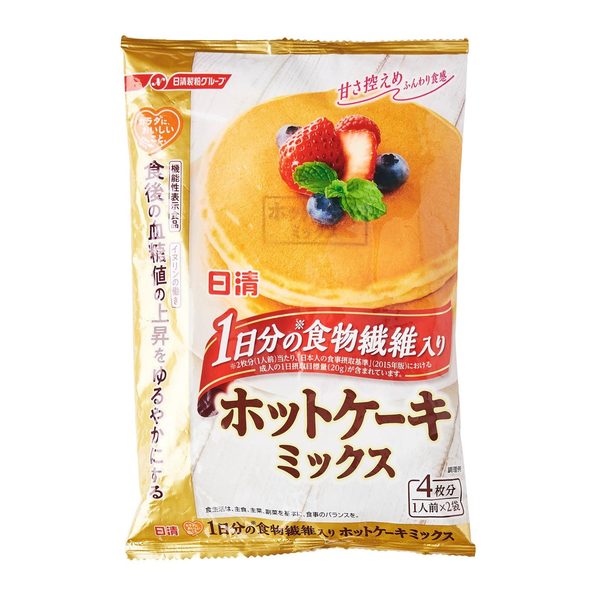 1日分の食物繊維入り ホットケーキミックス Nisshin Foods Ichichibun no Shokumotsuseisen Hot —  Honeydaes Japan Foods Grocery Online