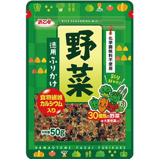 浜乙女 野菜ふりかけ Hamaotome Yasai Furikake Japanese <All Natural No Artificial Ingredients!> Vegetable Rice Seasoning Mix 50g Honeydaes - Japan Foods Grocery Online 