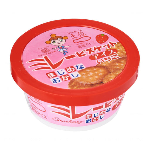高知アイス ミレービスケットアイスいちご Limited Edition Series Japanese Millet Biscuit Ice Cream With Strawberry 115ml japanmart.sg 