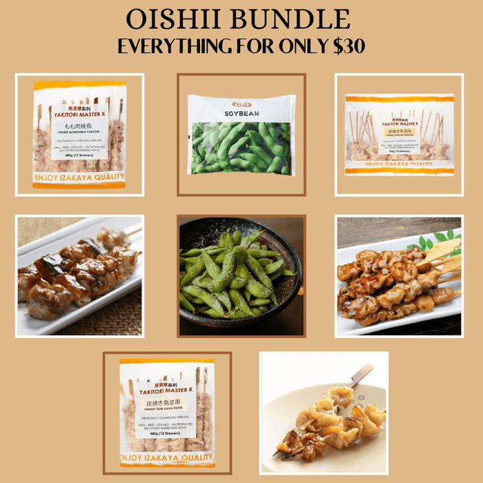 Honeydaes OISHII Frozen Bundle (Edamame 500g + 34 Mixed Yakitori Skewers) (UP: $45.50) Honeydaes - Japan Foods Grocery Online 