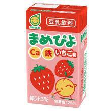 まめピよいちご味豆乳飲料 Marusan Mini Drink Mamepiyo Strawberry Japanese Soybean Milk With Straw 125ml japanmart.sg 