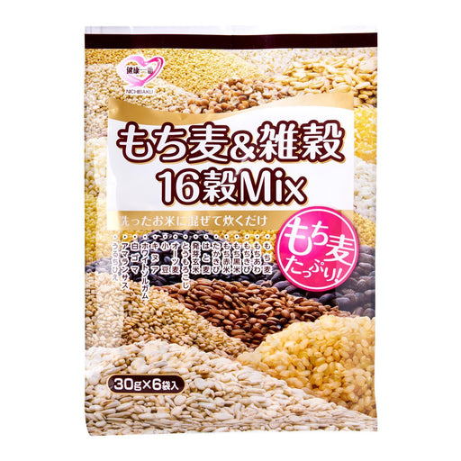 日本精麥 もち麦＆雑穀 16穀ミックス Nichibaku Mochimugi barley And 16 Millet Cereals Mix (30 G x 6 Packets) - 180g japanmart.sg 