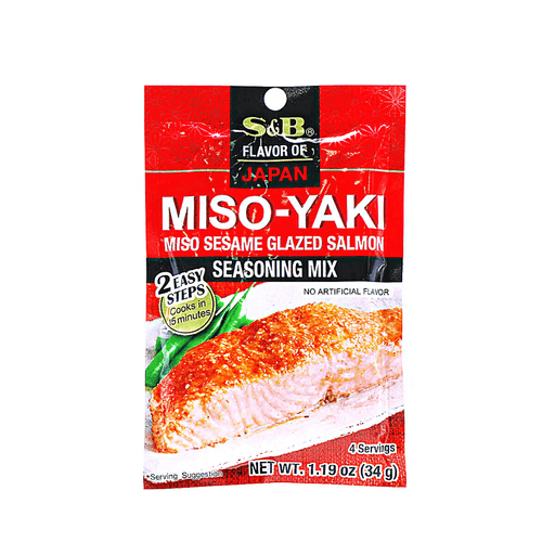S&B MISO-YAKI Miso Sesame Glazed Salmon Seasoning Mix 34g Pack Honeydaes - Japan Foods Grocery Online 