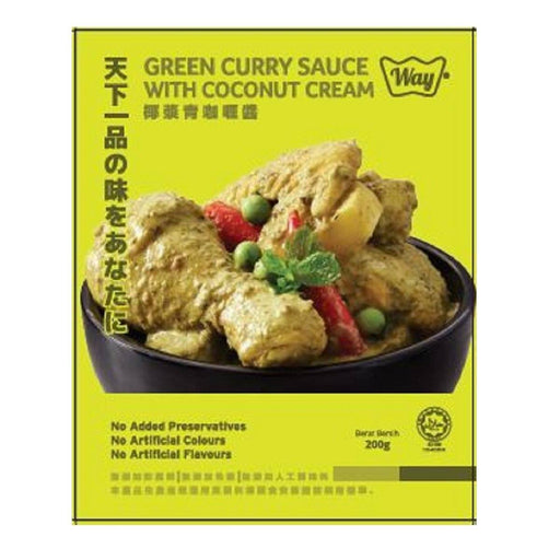 Way Premium Foods Asian Sauce and Soup Selections GREEN CURRY SAUCE WITH COCONUT CREAM (MSG-Free) 200G japanmart.sg 