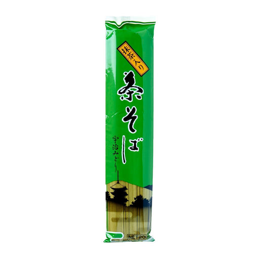 宇治みどり抹茶入り茶そば Kanesu Cha Soba Noodle 200g japanmart.sg 
