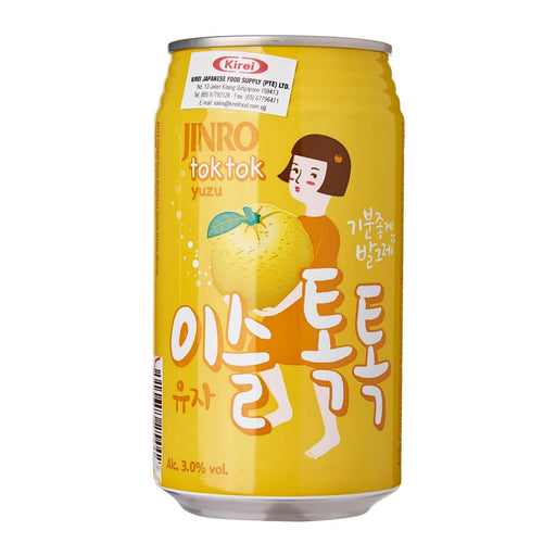 ゆずチューハイ JINRO JAPAN Tok Tok Yuzu Soju Canned Chu-Hi Beverage 350ml Can 3% japanmart.sg 